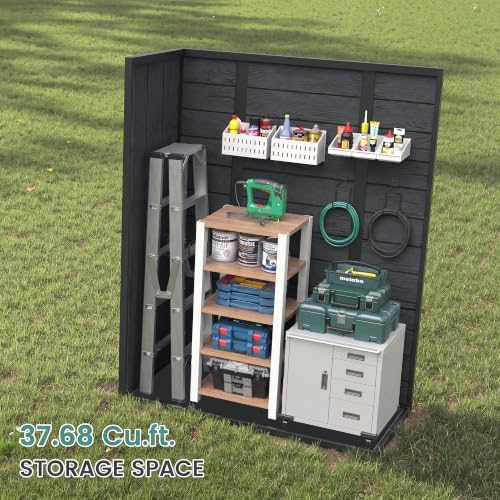 UDPATIO 51 Cu.ft Vertical Outdoor Storage Shed with Shelf,Dark Grey - Image 5