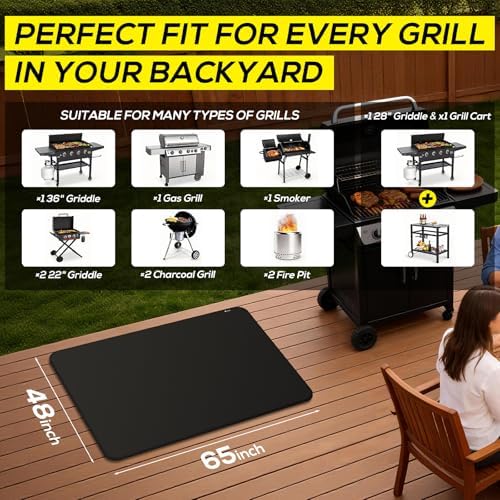 FLASLD Under BBQ Mat, 48x65 inches Extra-Large Under Grill Mats for Outdoor Grill, Double-Sided Fireproof Protective Mat, Oilproof Waterproof BBQ Fire Pit Fireplace Mat - Image 5