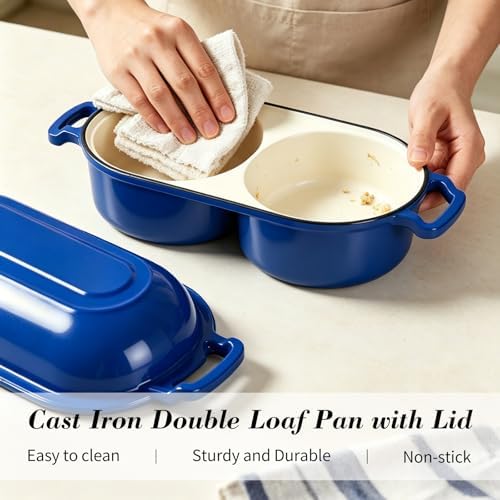 Dutch Oven for Sourdough Bread Baking, Enameled Cast Iron Dutch Oven Pot with Lid, 500°F Oven Safe Non Stick Sourdough Bread Pan, Dual Round Bread Loaf Pan for Homemade Cake Meatloaf - Image 4