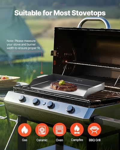 VEVOR Carbon Steel Griddle, 20x16 inch Universal Flat Top Rectangular Plate, Gas Grill Griddle for BBQ Grill, Teppanyaki, Portable Family Cookware, for Camping Tailgating Party - Image 6
