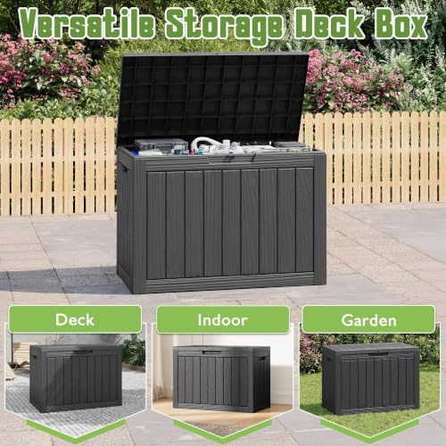 Outdoor Storage Waterproof Deck Box for Patio (52 Gallon, Black) - Image 4