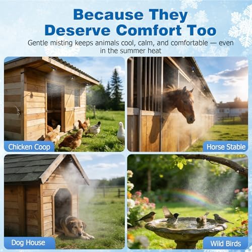 Mellbree Misters for Outside Patio 100FT/30M, Pre-Assembled Misting Cooling System with 30 Brass Nozzles & 3/4" Adapter, Outdoor Mister for Garden, Backyard, Livestock Ranch, Greenhouse, Pool Area - Image 5