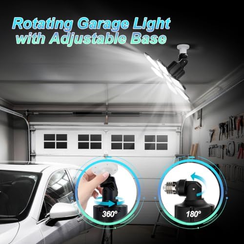 Led Garage Lights Bulb 1 Pack 200W Bright Rotatable Ceiling Led Shop Lights, E26/E27 Base, 6500K, 22000LM Deformable Led Garage Light for Basement, Attic and Workshop Commercial Bay Lighting - Image 4
