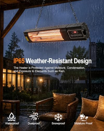 KBZZ Carbon Ffiber Patio Heater, 1500W, IP65 Approved, Odorless, Wall-Mounted Heater with Remote, 15 Second Fast Heater Indoor/Outdoor for Patio, Restaurant, Backyard, Garage, Decks - Image 5