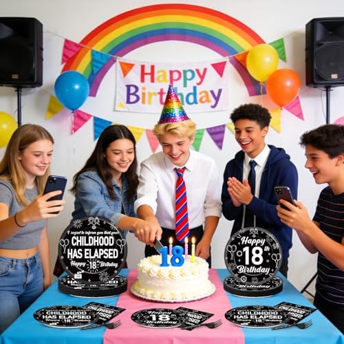 96Pcs 18th Birthday Supplies Paper Plates Napkins Forks Set - Image 5