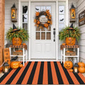 IOHOUZE Fall Striped Outdoor Rug 4x6, Washable Porch, Orange Black by iOhouze