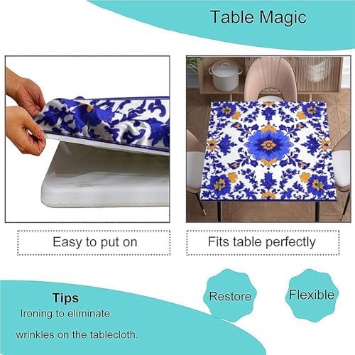 Wipeable Tablecloth, Mexican Talavera Pattern Printed on Washable Folding Table Square Cover, Use for Weddings Baby Showers Events, Fit for 40" x 40" Square Tables - Image 3