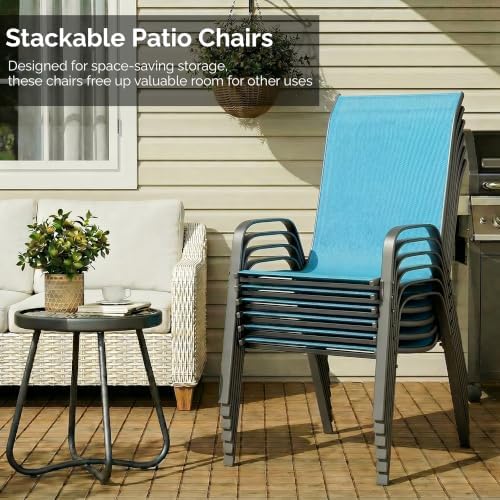 MAMIZO 7 Pieces Patio Dining Set for 6, Glass Table and Textilene Chairs - Image 6