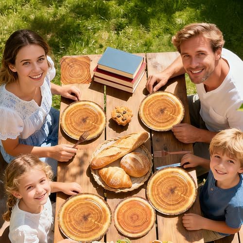 96Pcs Rustic Wood Grain Slice Paper Tableware Set for 24 Guests - Image 7
