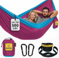 Wise Owl Outfitters Hammock for Camping Double Hammocks Gear for The Outdoors Backpacking Survival or Travel - Portable Lightweight Parachute Nylon DO Fuchsia Sky Blue by WiseOwlOutfitters