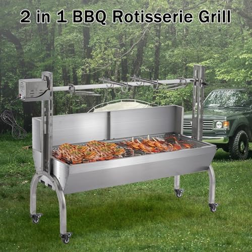 Rotisserie Grill With Wind Screen, Stainless Steel Charcoal Spit, Electric Pig Rotisserie Machine, 176LBS/80KG BBQ Grill for Pig Roasting, Camping & Backyard Use - Image 7