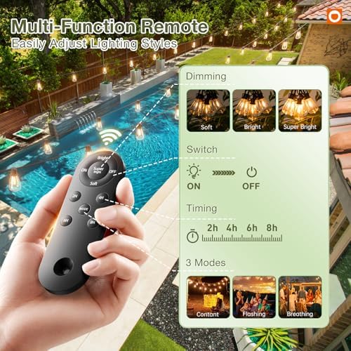 addlon 204FT(96*2) Solar String Lights Outdoor,Waterproof Dimmable 60+4 LED - Image 3