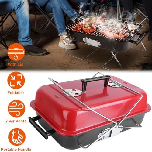 Portable Charcoal Grill for Outdoor Cooking Small Tabletop BBQ Grill - Image 3