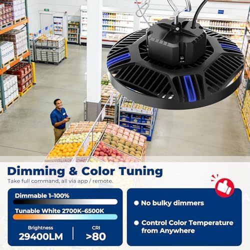CINOTON Smart 210W 29400LM UFO LED High Bay Shop Light, ETL Listed 1 Pack - Image 2