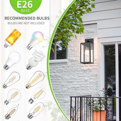 MAXvolador Outdoor Wall Sconce, Exterior Waterproof Wall Lantern Light Fixtures, Black Porch Lights with Toughened Glass Shade, Anti-Rust E26 Socket Front Door Mount Lighting, 6 Pack - Image 3