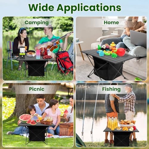 Camping Table with Storage, Lightweight Beach Table, Aluminum Portable Folding Table with Carry Bag for Outdoor, Travel, Picnic, BBQ, Cooking, Sand, RV (M) - Image 6