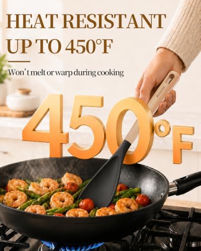 Astercook Cooking Spoon, 2 Pack, Nonstick Safe Silicone Spoonula Spatula - Image 3