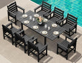 SERWALL HDPE and Aluminum Outdoor Dining Set for 8, Black by SERWALL