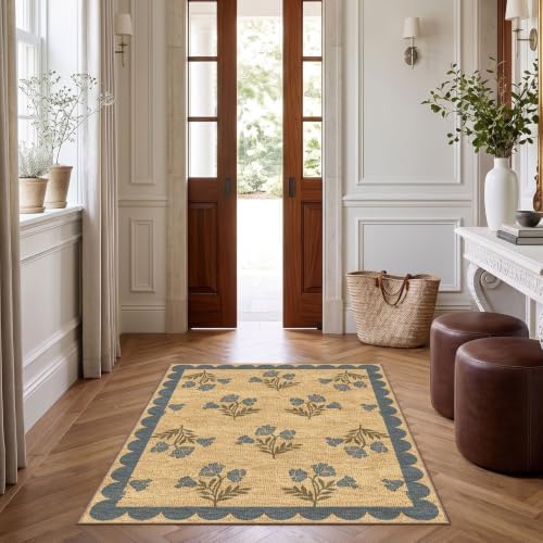 3x4 Floral Entry Rug - Indoor Outdoor Mats for Front Door Non-Slip - Image 3