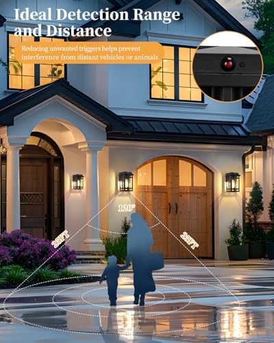 Motion Sensor Outdoor Wall Light Fixtures, 2 Packs, Black - Image 4