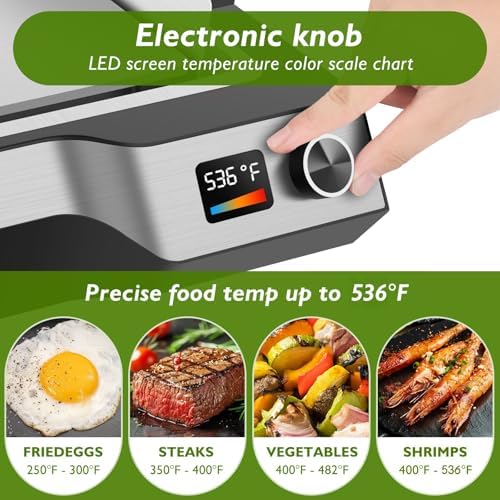 Electric Griddle, 14" Indoor Grill, Spatula & Fork Included - Image 2