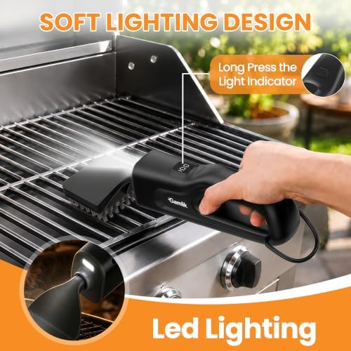 Electric Grill Brush with LED Light, Grill Cleaner for Outdoor Grill（Black） - Image 3