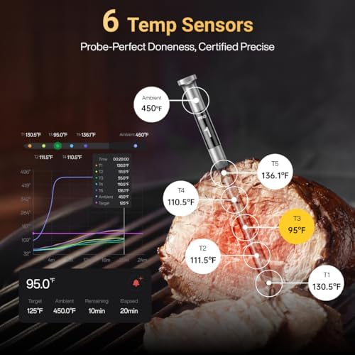 Typhur Sync Gold Gen2 Sub-1G Wireless Meat Thermometer with 6 Sensors & LCD - Image 4