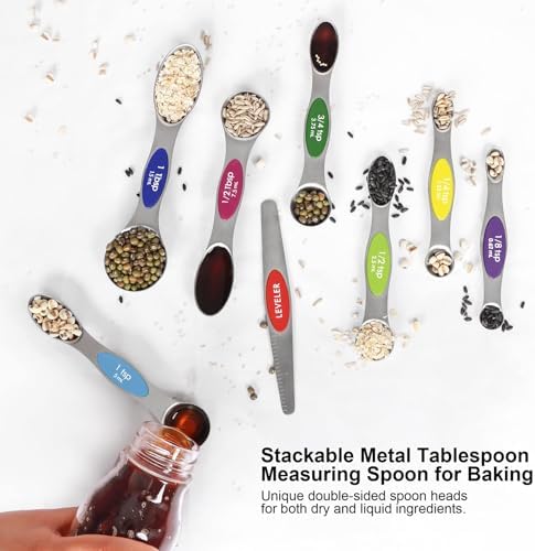 Multicolor Magnetic Measuring Spoons Set with Leveler - Image 5