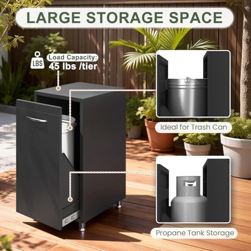 EROMMY 5-Piece Modular Outdoor Kitchen, Sink, Storage & Grill Stand, Black - Image 4