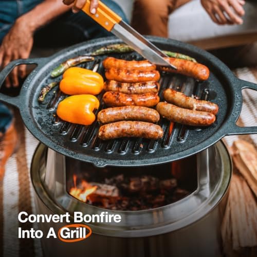Solo Stove Bonfire Grill Top & Hub | 17.5" Cast Iron Fire Pit Cooktop - Image 2