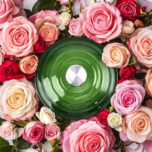 3 Quart Dutch Oven Enameled Cast Iron with Lid - Big Dual Handles - Oven Safe up to 500°F - Classic Round Pot for Versatile Cooking Green - Image 2