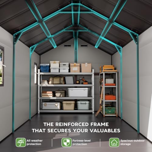 WACASA 8x14 FT Deep Resin Plastic Outdoor Storage Shed, Floor Included - Image 3