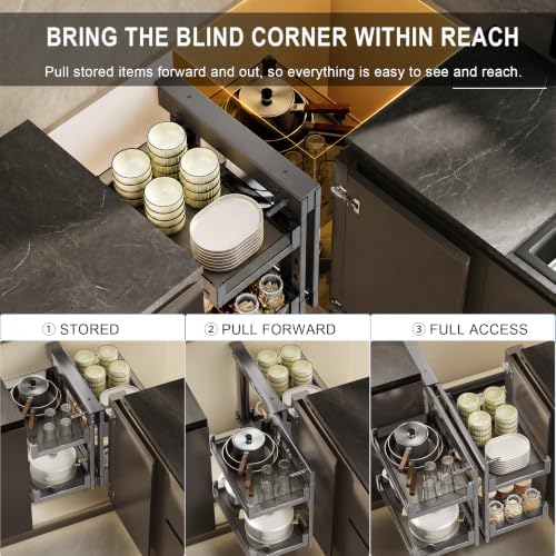 Blind Corner Cabinet Pull Out Organizer, 28" Cabinet, Soft Close - Image 3