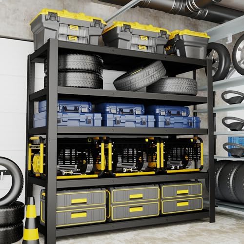 84" H 5-Tier Heavy Duty Storage Shelves, 3000LBS Capacity Adjustable Metal Industrial Garage Shelving Units,Freestanding Storage Rack for Shop and Warehouse, 84" H x 55" W x 24" D - Image 7