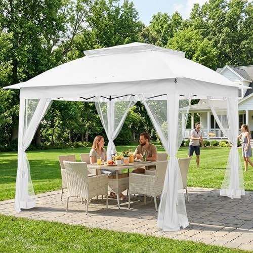 COOS BAY 11x11 Pop Up Gazebo with Netting, Canopy Tent, White - Image 5