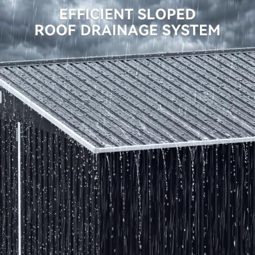 Aoxun 14x12 FT Outdoor Metal Storage Shed with Lockable Doors, Black - Image 7