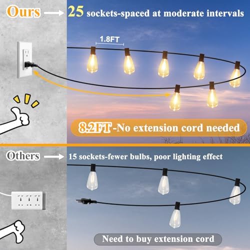 Brightever 50FT Outdoor String Lights 27 Bulbs, Waterproof Patio Lights - Image 3