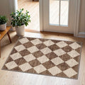 Front Door Rug - 2x3 Brown Beige Checkered Diamond Entry Rug by Othilic