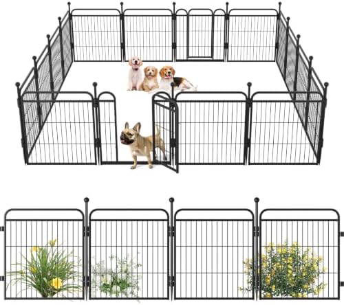 Gardner Pet Dog Playpens, 24" H 16 Panels Dog Pen Outdoor/Indoor Dog Fence Exercise Pen for Small Dogs, Foldable Pet Play Yard Gate with Gravity Automatic Lock, Pet Playpen, Black by GardnerPet