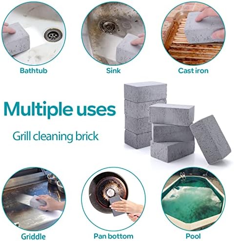 HaSteeL Grill Cleaning Brick, Griddle Pumice Stone for Removing Stains Kit of 8, Commercial Grade Grill Block Cleaner Accessories for Flat Top, Racks, Cast Iron, Sink, Effective & Reusable Clean Tool - Image 6