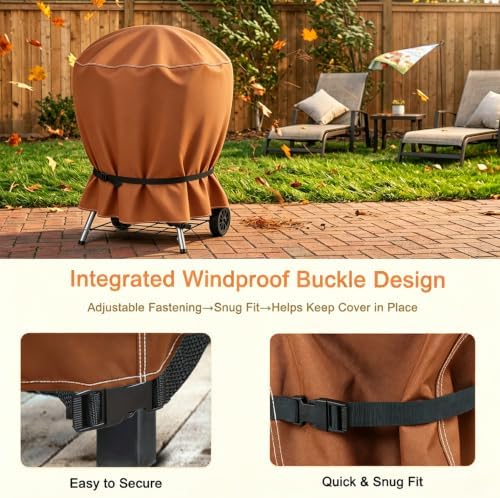 NettyPro Charcoal Kettle Grill Cover 22 inch Outdoor Round Smoker Cover - Image 4