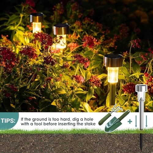 GIGALUMI 16 Pack Solar Lights Outdoor Waterproof, Stainless Steel - Image 7