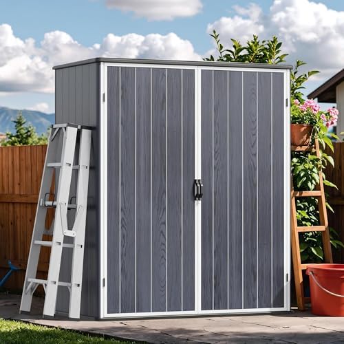 Devoko 5x3 FT Resin Storage Shed with Floor, Vertical Outdoor Cabinet by DEVOKO