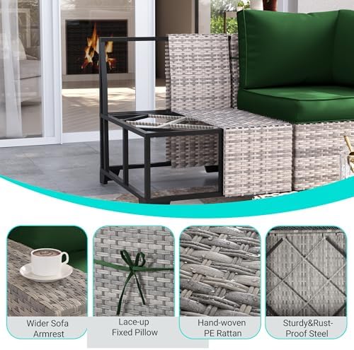 Outdoor Patio Furniture Set PE Wicker Rattan Outdoor Sectional Sofa - Image 5