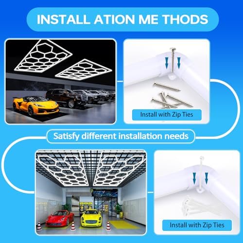 LZHOME Hexagon LED Garage Light: Ultra-Bright Hex Ceiling Lights, Hexagon led Lights for Garage Warehouse Workshop Gym Basement - Image 3