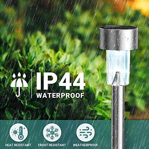 GIGALUMI 16 Pack Solar Lights Outdoor Waterproof, Stainless Steel - Image 3