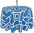 LUSHVIDA Moroccan Round Outdoor Tablecloth with Umbrella Hole 60 Inch Blue by LUSHVIDA