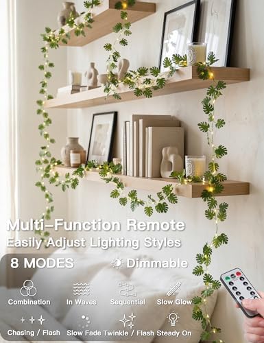 suddus 33FT Monstera Vines with Lights Battery & USB Powered Copper Wire - Image 3