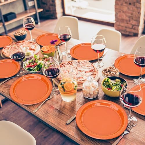 50 Pieces of Orange Paper Plates 9 Inches Round Sturdy Orange Dinner Plates - Image 4