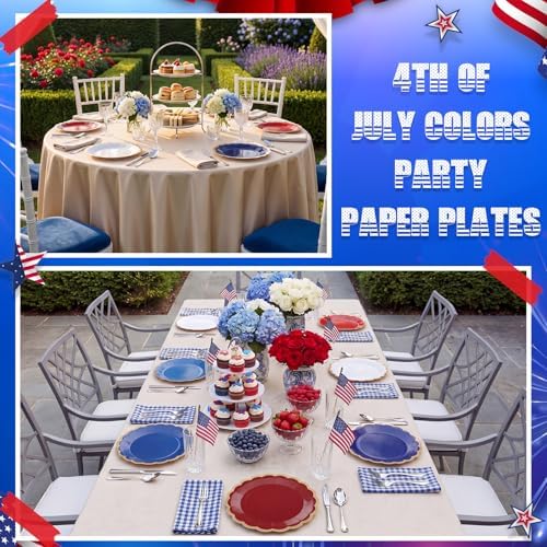 48 Pcs 4th of July Paper Plates 9 Inch Red White and Blue Scalloped Paper Disposable Dinner Dessert Plates for Independence Day 250th Anniversary Party Birthday Wedding Decoration, 6 Colors - Image 6